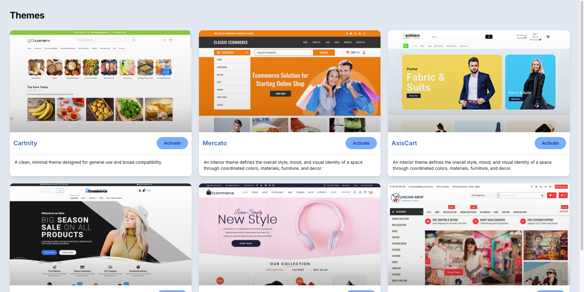 Browse premium themes